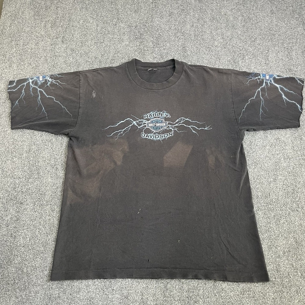 VTG Harley-Davidson Grand Canyon Route 66 L Shirt Altered Short Sleeve Lightning - Picture 2 of 16